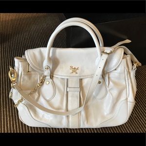 Salad ivory leather satchel with shoulder strap